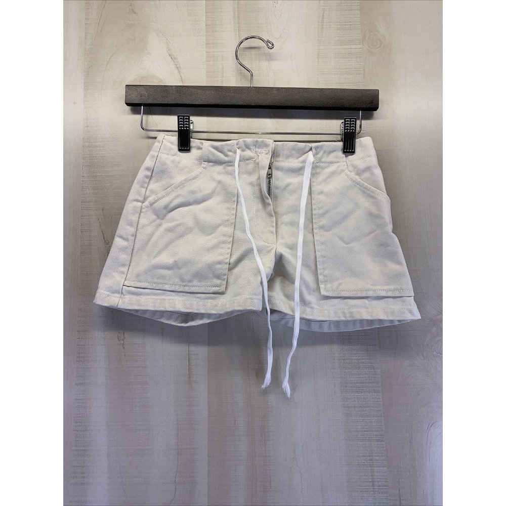 Firld Gear Kids Girls Sz 7 Twill Cotton Tie Front Cream Shorts Made in USA-6545